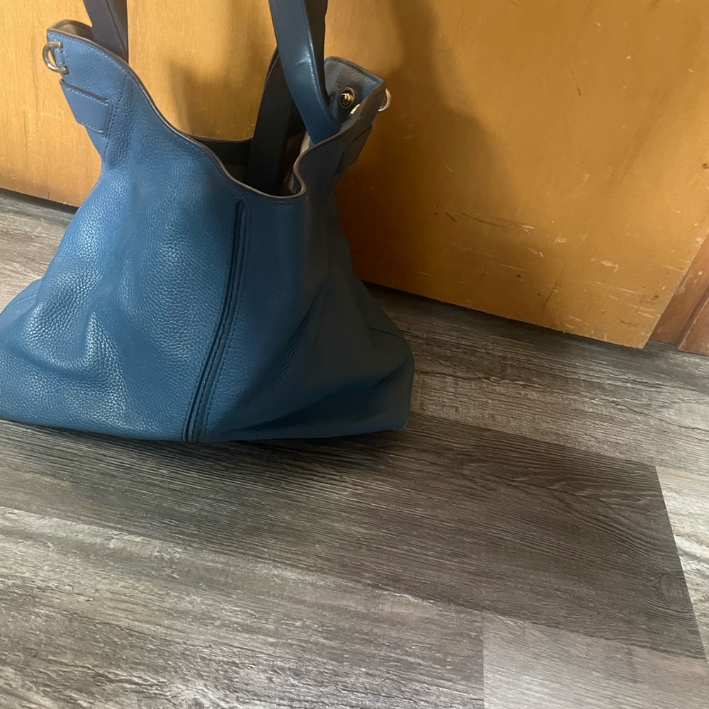 Michael Kors Blue Leather Tote Bag
